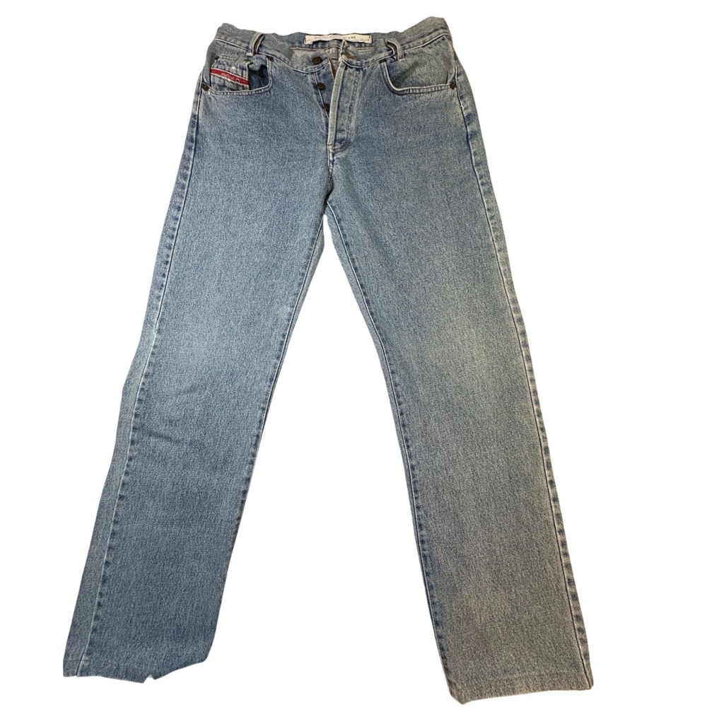 Diesel Basic Jeans Mens 34x32 Light Wash Blue Straight Leg Button Fly Vintage